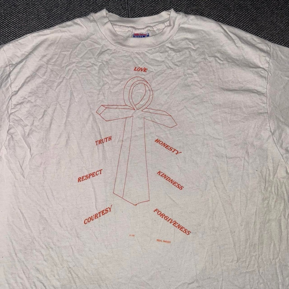 Rare Vintage 90s Real McCoy Motivational Single Stitch Jesus T Shirt Size 2XL